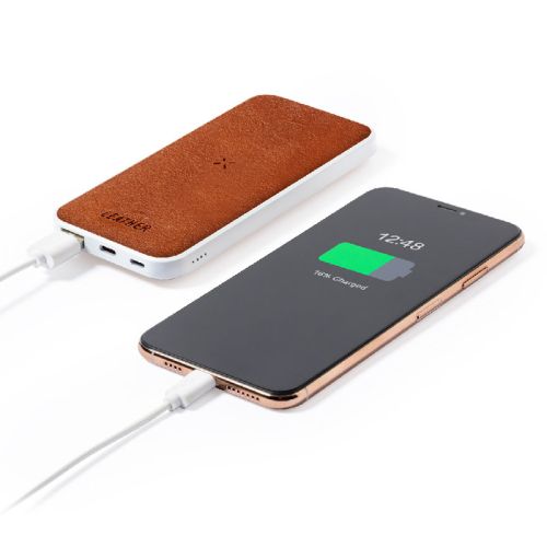 Powerbank gerecycled leer - Afbeelding 1